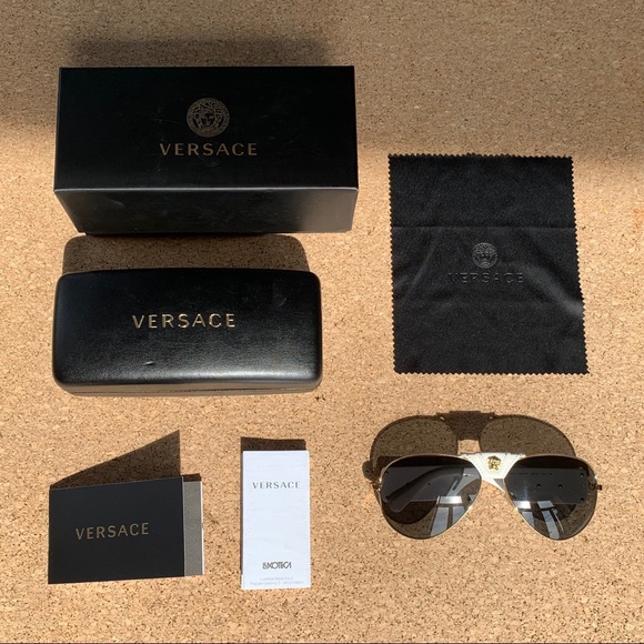 Versace Aviators w/ white leather bridge - Picture 7 of 7